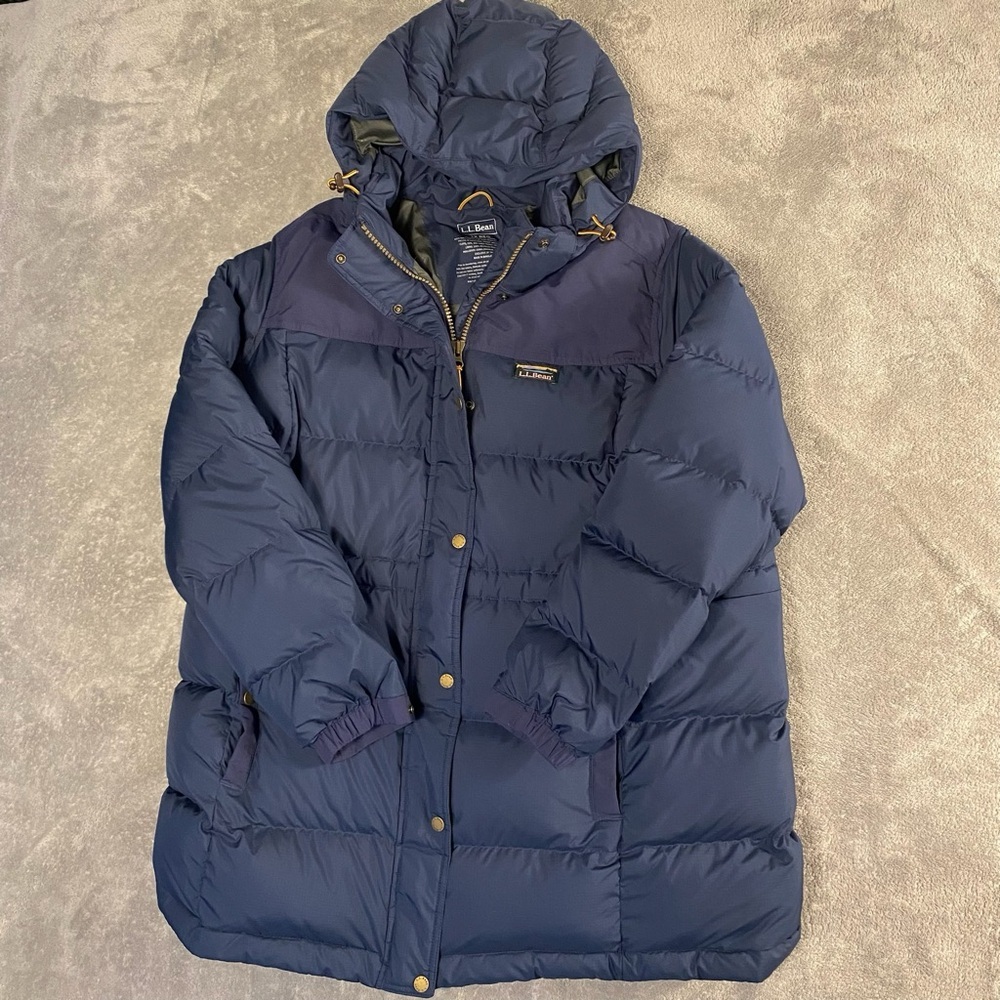 Women’s L.L. Bean Down Puffer Coat Navy Blue Size 1X